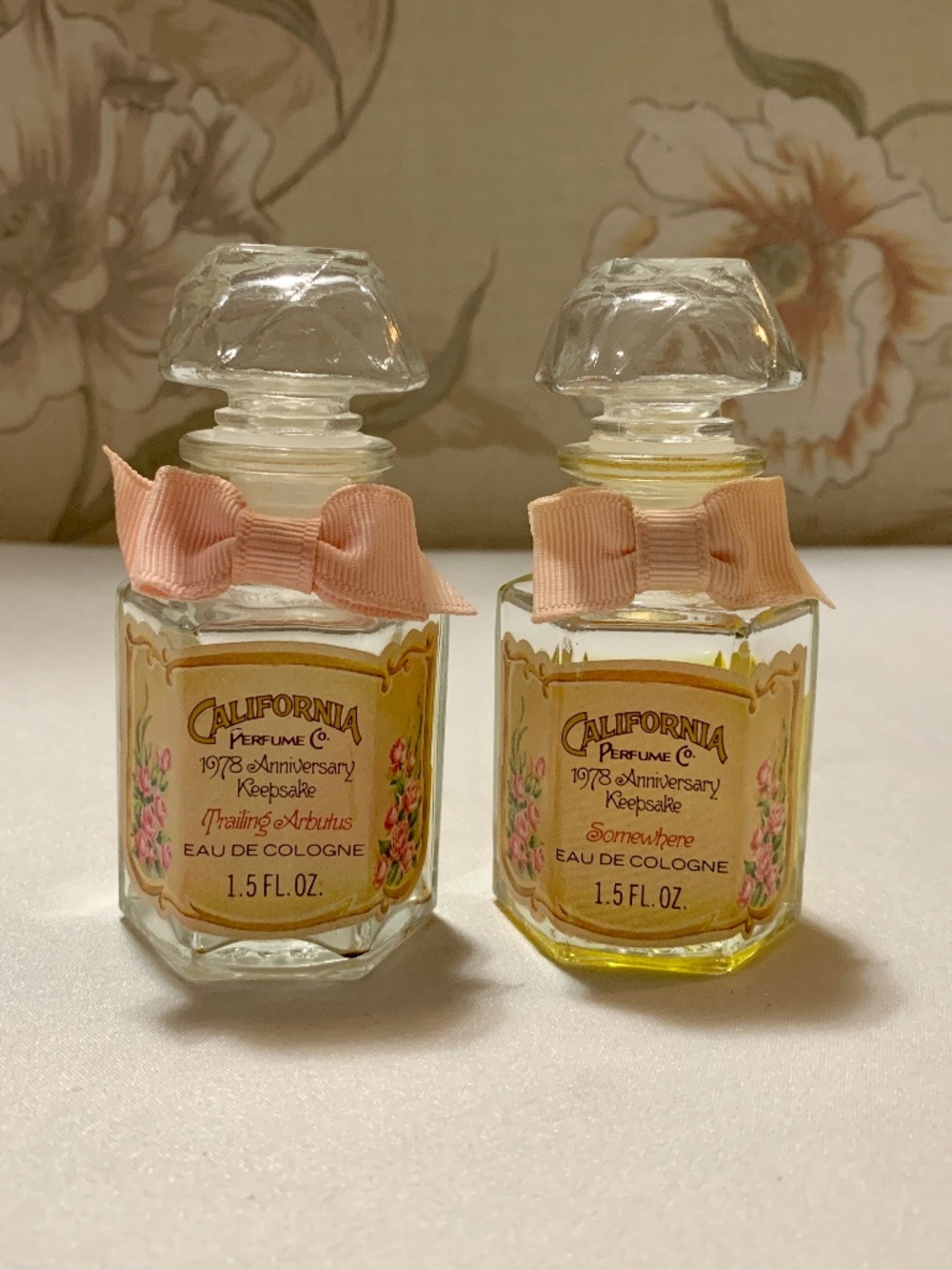 2 Vintage California Perfume 1978 Anniversary Keepsake Somewhere & Trailing Arbu